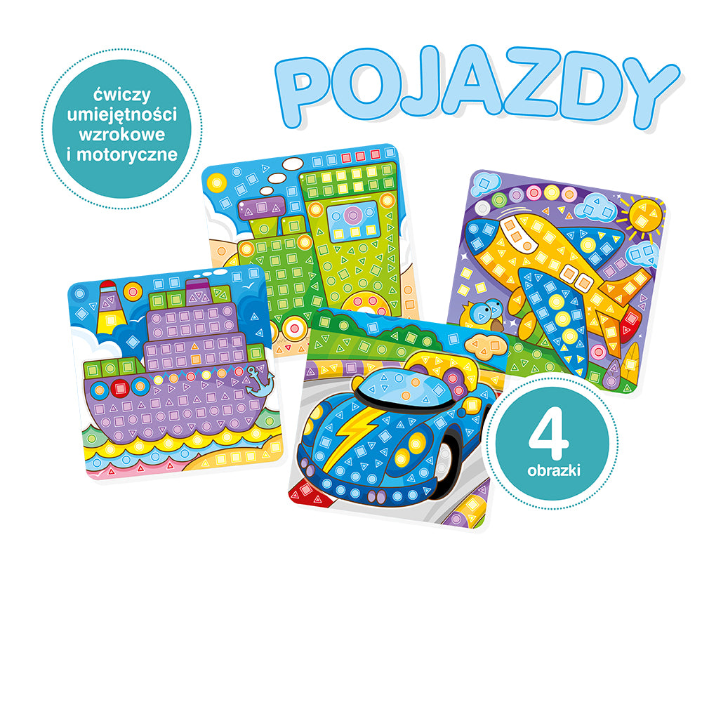 Zmyślna główka - zręczna rączka piankowa wyklejanka POJAZDY