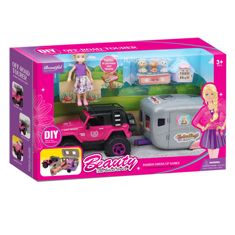 Jeep na baterie z przyczepką