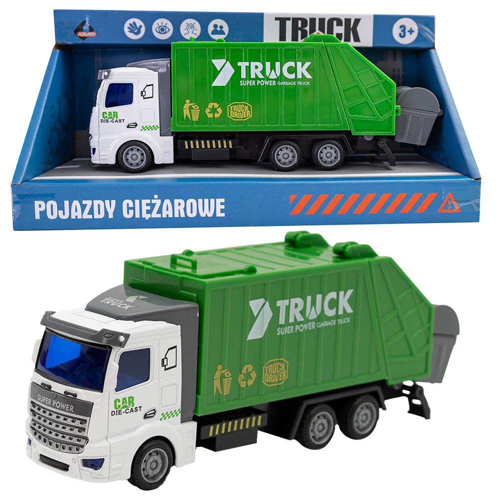 Metalowy pojazd ciężarowy - śmieciarka
