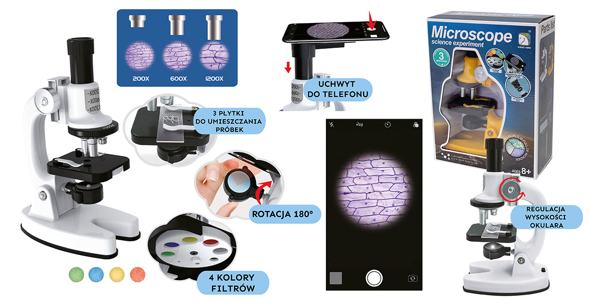 Mikroskop z uchwytem do telefonu