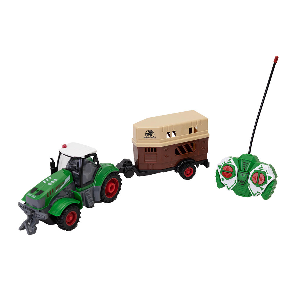 Zdalnie sterowany traktor z przyczepą do przewozu koni
