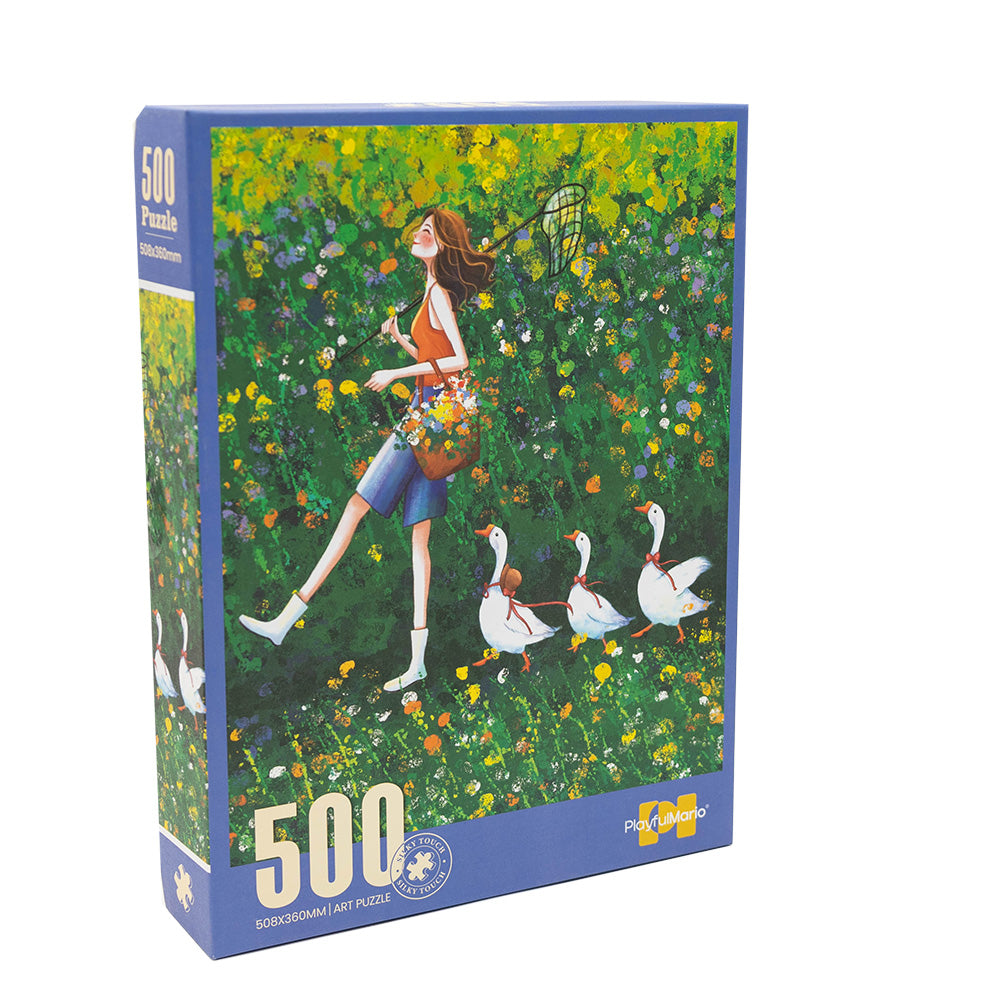 Puzzle DZIEWCZYNKA Z GĄSKAMI - 500 elementów