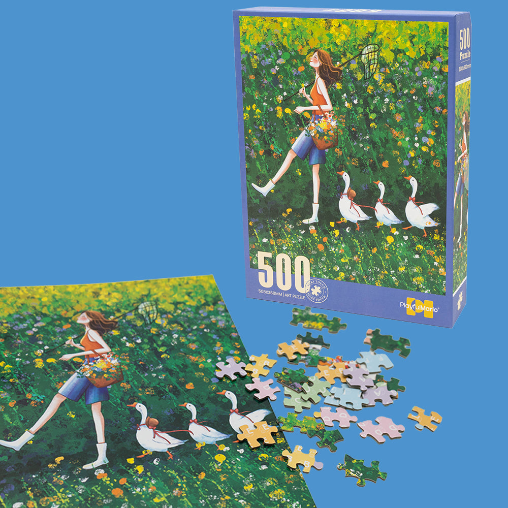 Puzzle DZIEWCZYNKA Z GĄSKAMI - 500 elementów