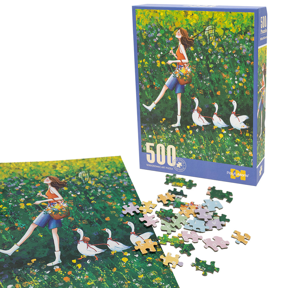 Puzzle DZIEWCZYNKA Z GĄSKAMI - 500 elementów
