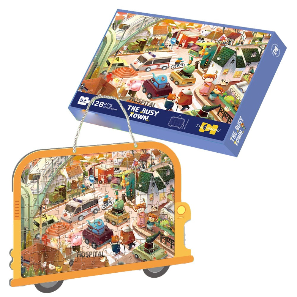 Puzzle z ramką Miasteczko – 128 elementów