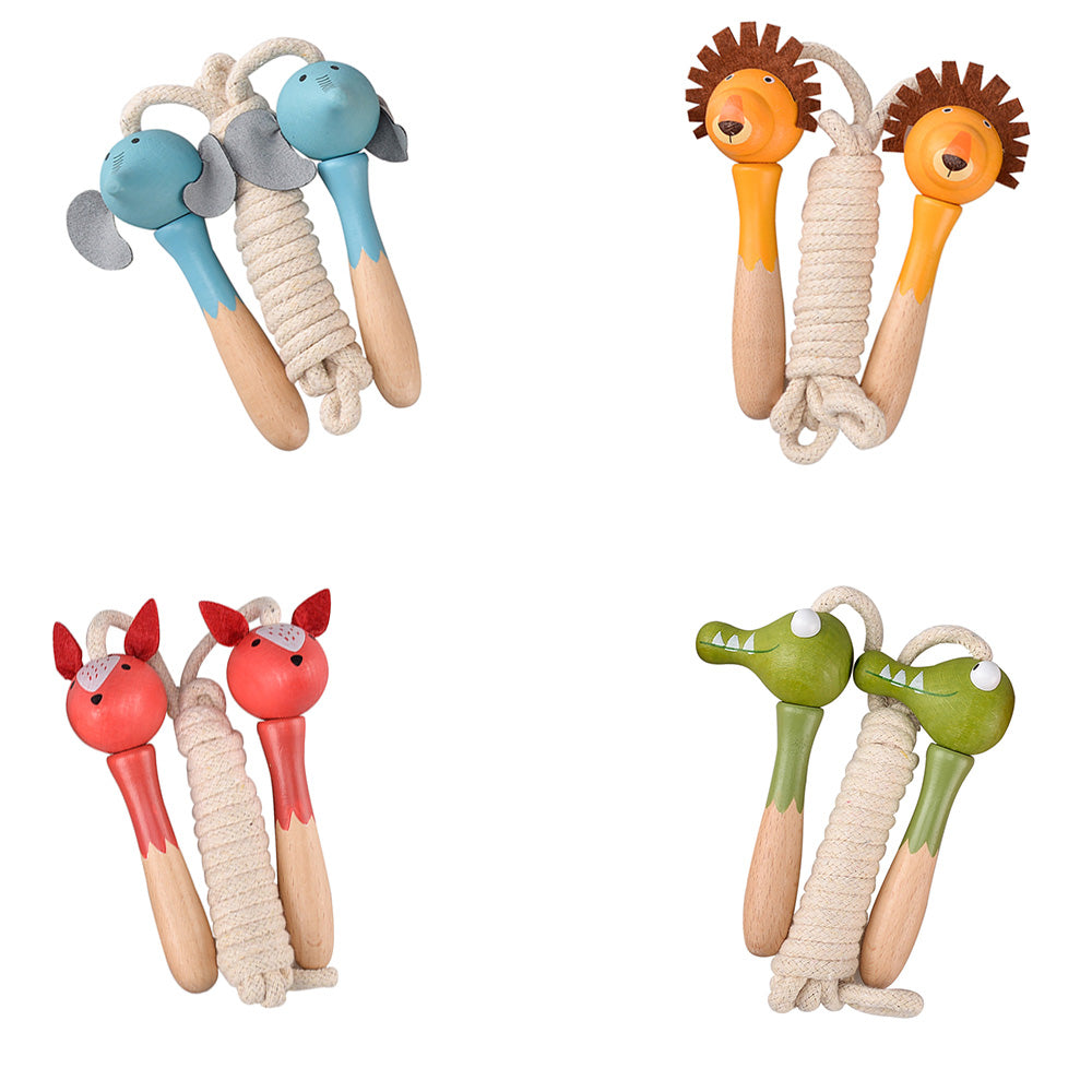 Skakanka z drewnianymi uchwytami