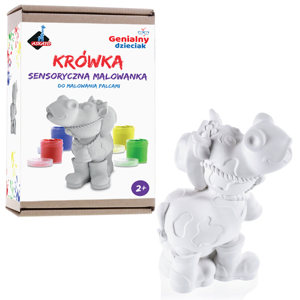 Gipsowa malowanka sensoryczna Krówka (malowanie palcami)