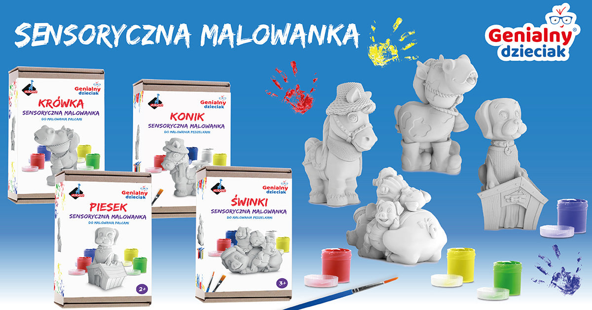 Gipsowa malowanka sensoryczna Piesek (malowanie palcami)