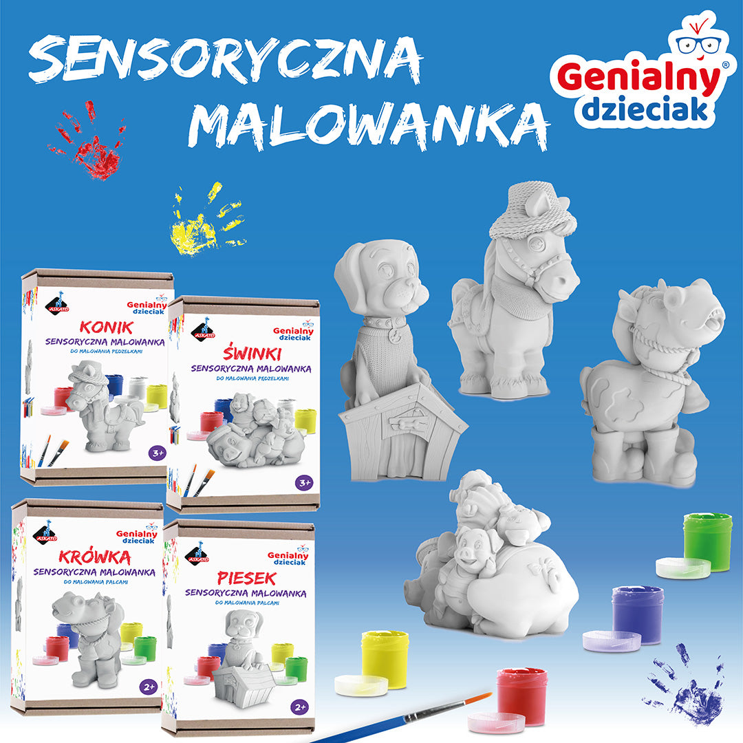 Gipsowa malowanka sensoryczna Świnki (malowanie pędzelkiem)