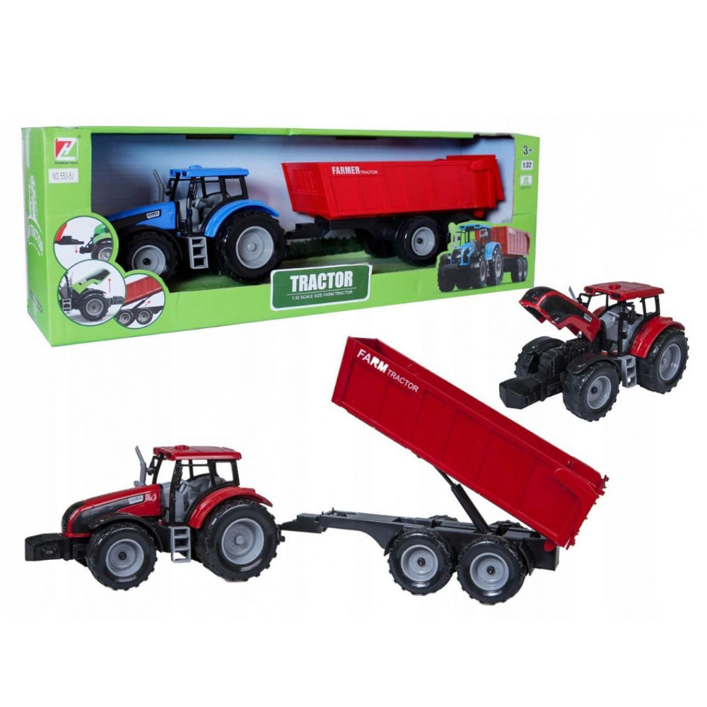 OUTLET Traktor czerwony z przyczepą
