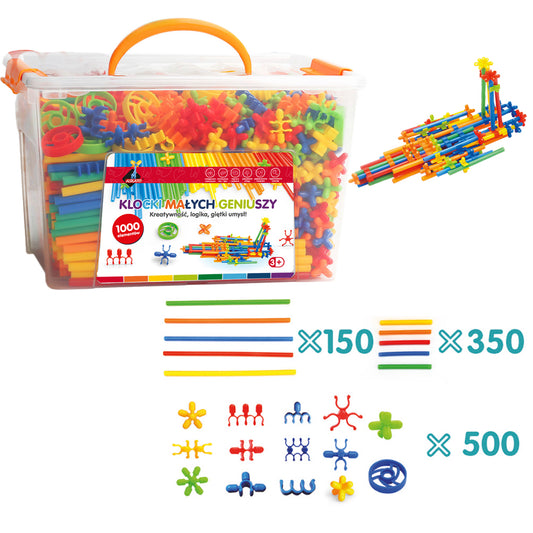Klocki małych geniuszy słomki 1000 elem. duży box