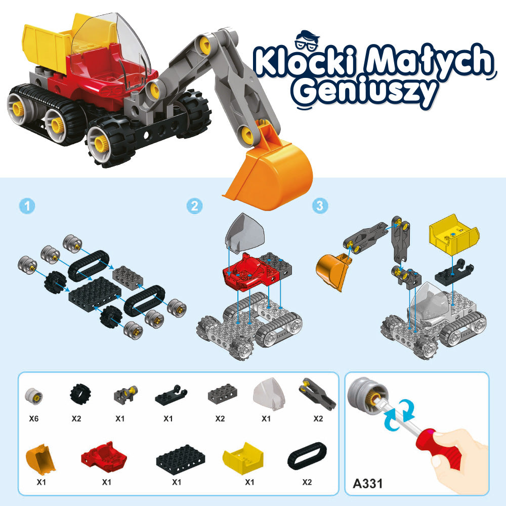Klocki Małych Geniuszy Konstrukcyjne 4w1 - 31 elementów