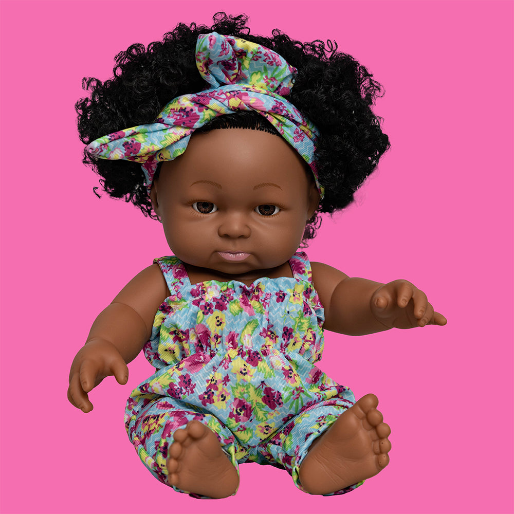 Lalka afroamerykanka z bujną fryzurą 28 cm