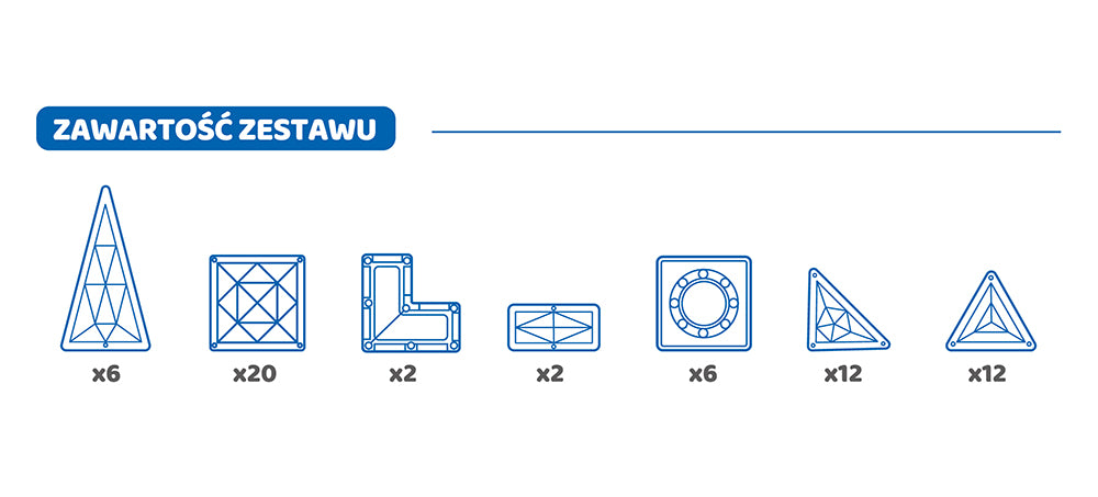 Klocki magnetyczne 3D – 60 elementów