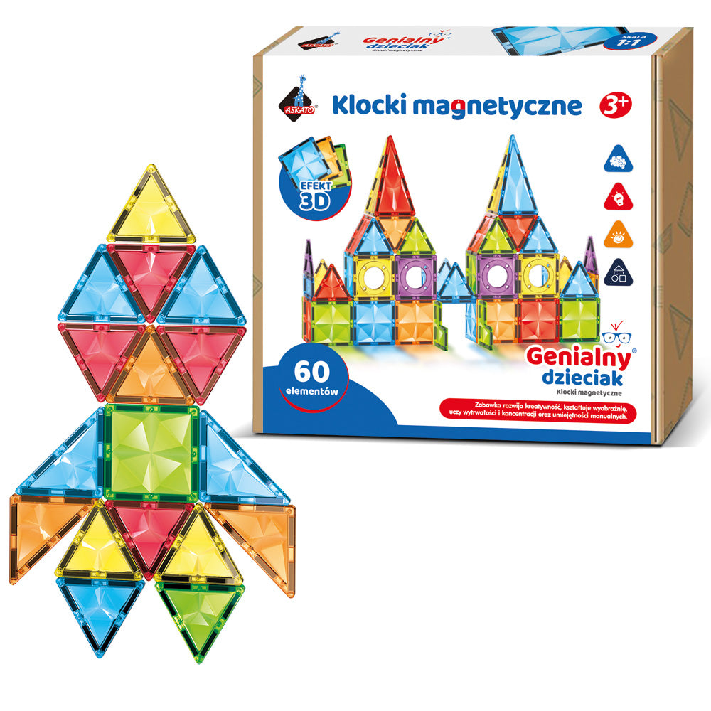 Klocki magnetyczne 3D – 60 elementów
