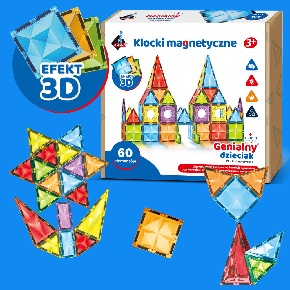 Klocki magnetyczne 3D – 60 elementów