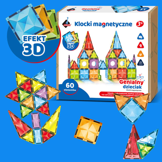 Klocki magnetyczne 3D – 60 elementów