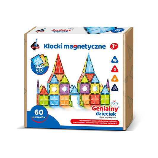 Klocki magnetyczne 3D – 60 elementów