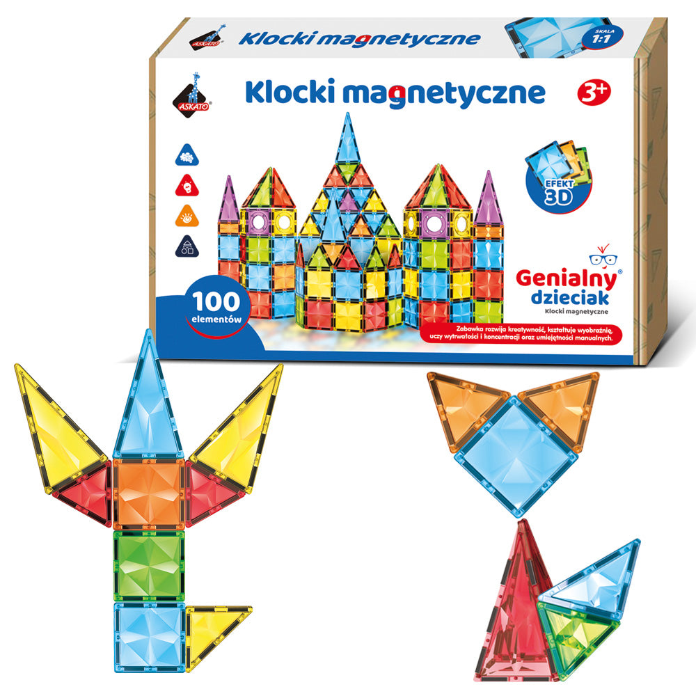 Klocki magnetyczne 3D – 100 elementów