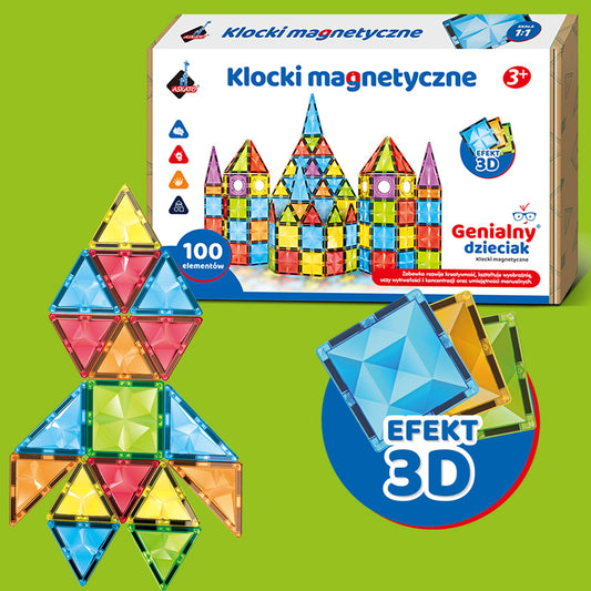 Klocki magnetyczne 3D – 100 elementów