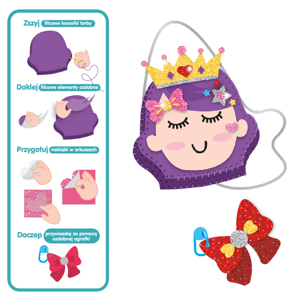 Zestaw kreatywny Filcowa wyszywanka – Torebka Księżniczka