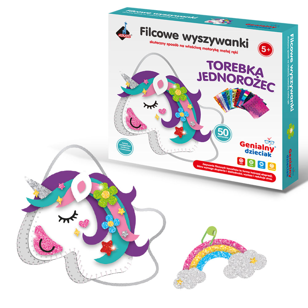 Zestaw kreatywny Filcowa wyszywanka – torebka jednorożec