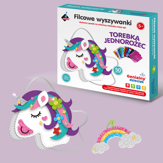Zestaw kreatywny Filcowa wyszywanka – torebka jednorożec