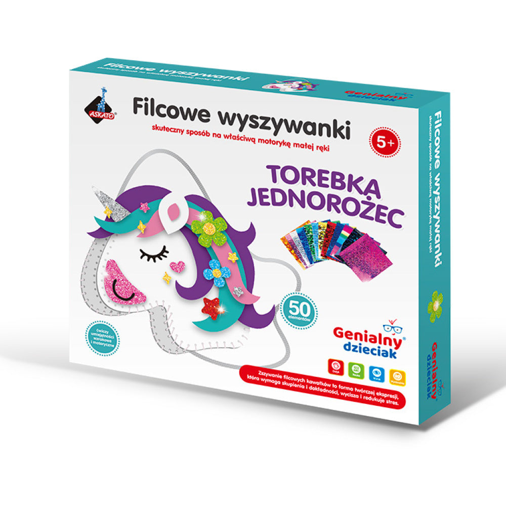 Zestaw kreatywny Filcowa wyszywanka – torebka jednorożec