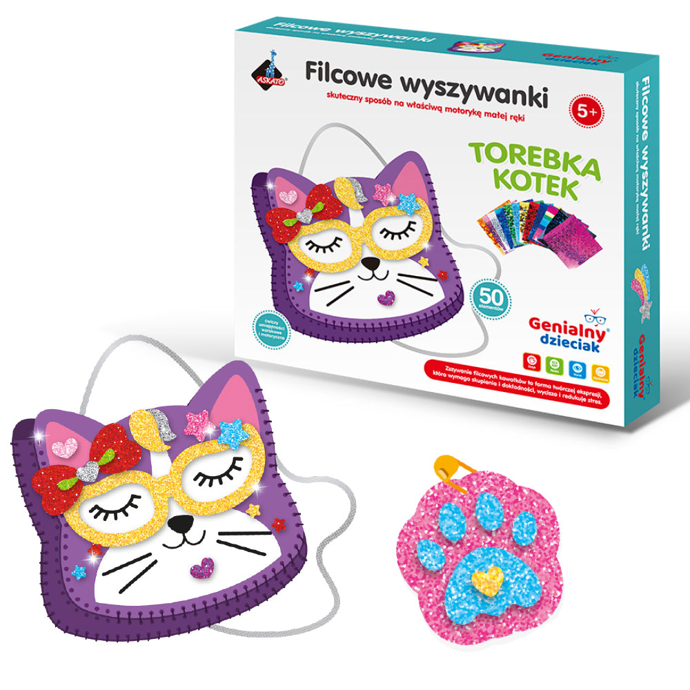 Zestaw kreatywny Filcowa wyszywanka – Torebka Kotek