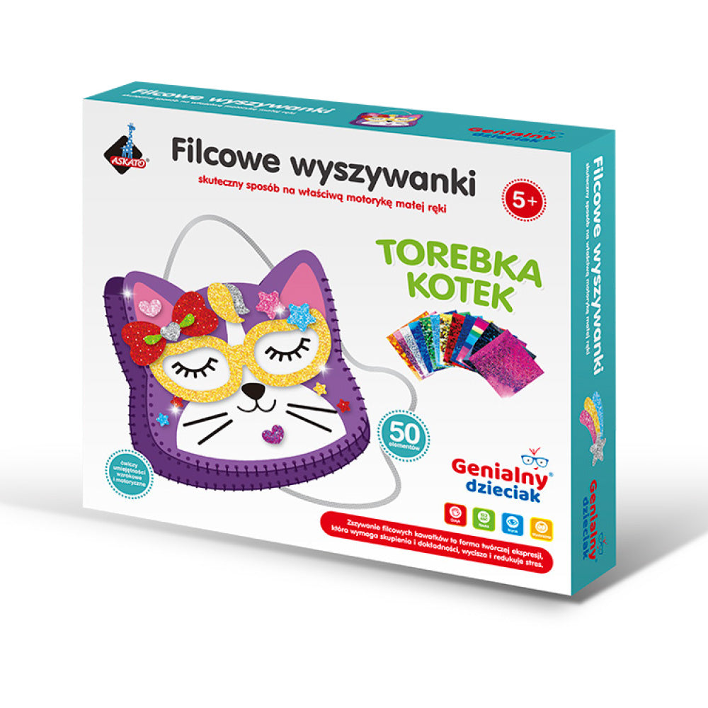 Zestaw kreatywny Filcowa wyszywanka – Torebka Kotek