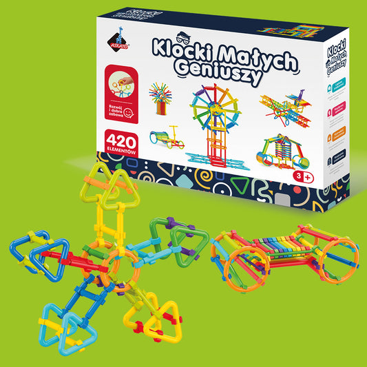 Klocki Małych Geniuszy PATYKI – 420 elementów