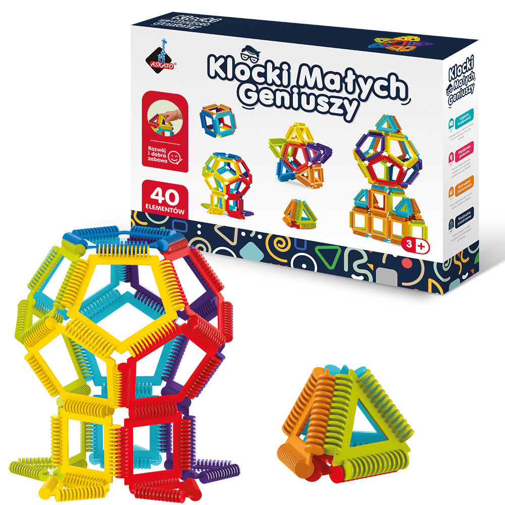 Klocki Małych Geniuszy GEOMETRYCZNE SZCZOTKI – 40 elementów