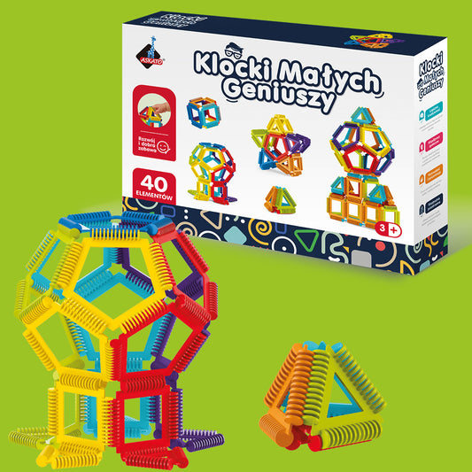 Klocki Małych Geniuszy GEOMETRYCZNE SZCZOTKI – 40 elementów