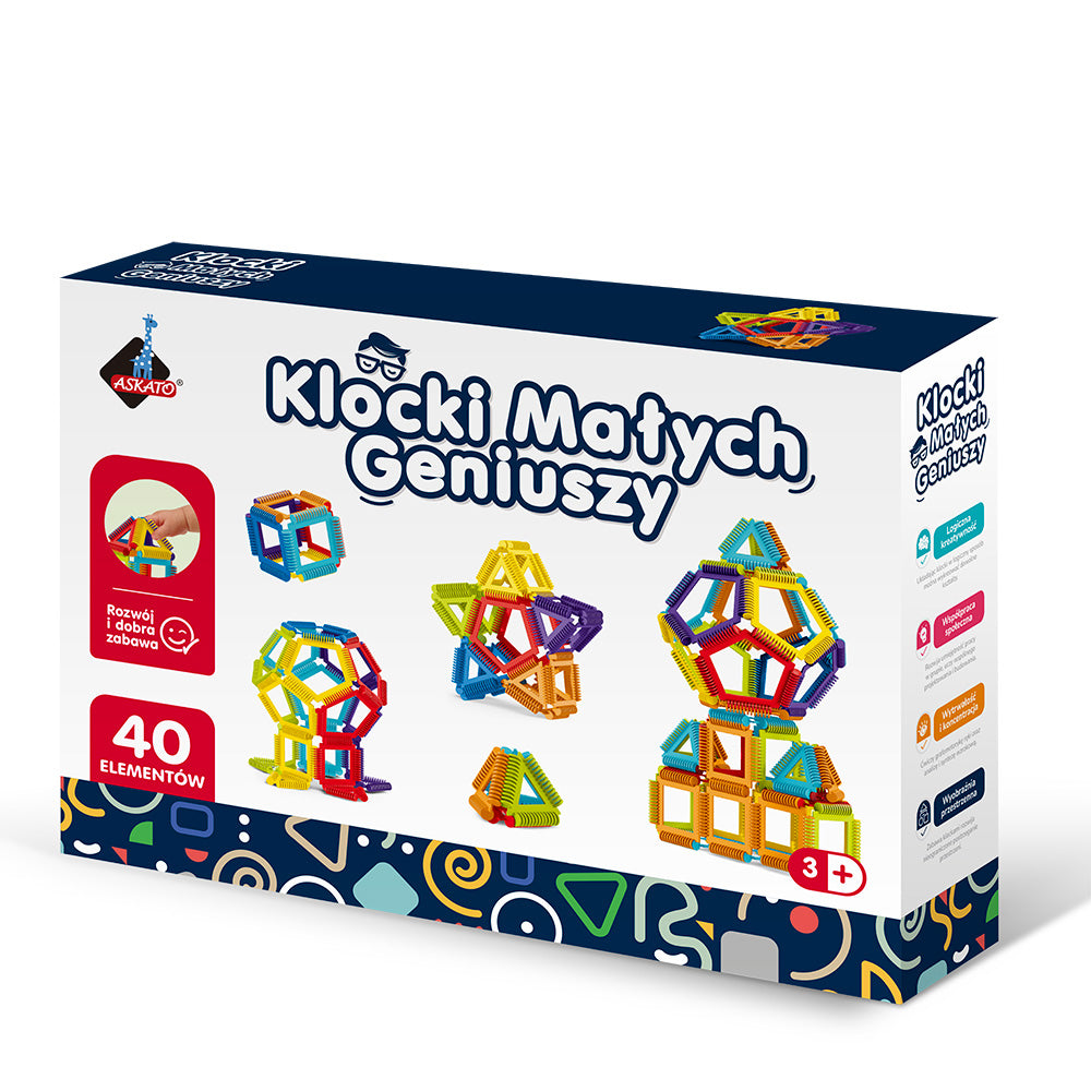 Klocki Małych Geniuszy GEOMETRYCZNE SZCZOTKI – 40 elementów