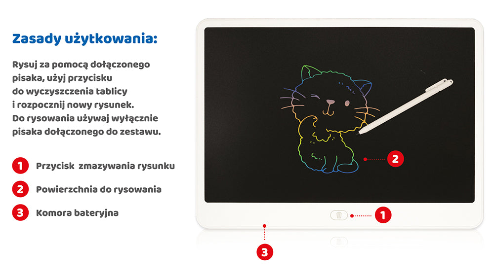 Duży kolorowy tablet do rysowania z rysikiem – 16 cali