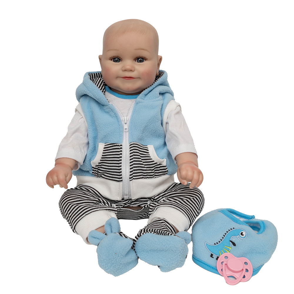 Realistyczna lalka chłopiec z ubrankami 48 cm