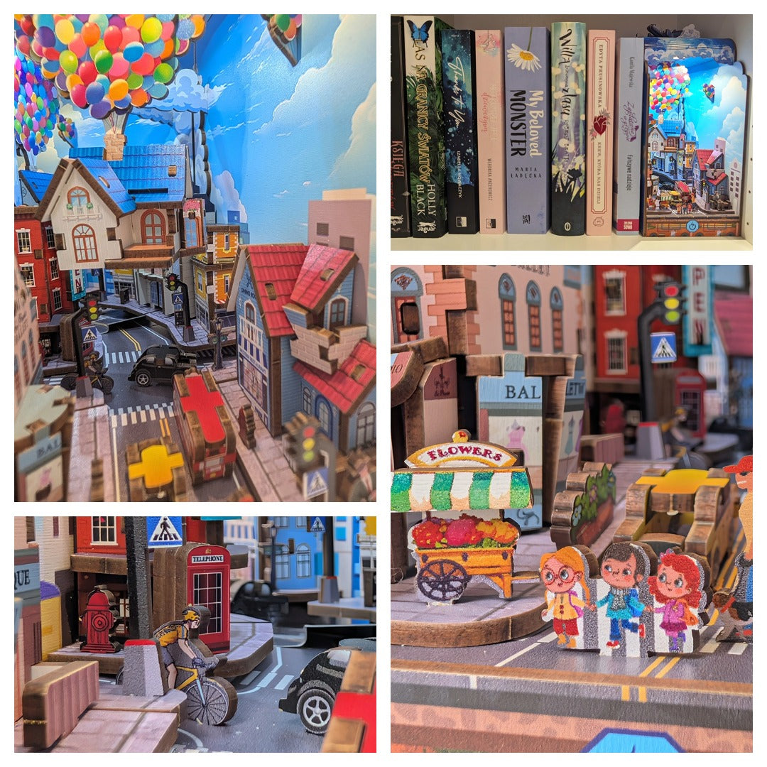 Książkowy Zakątek - Book Nook ze światełkiem Latający Domek