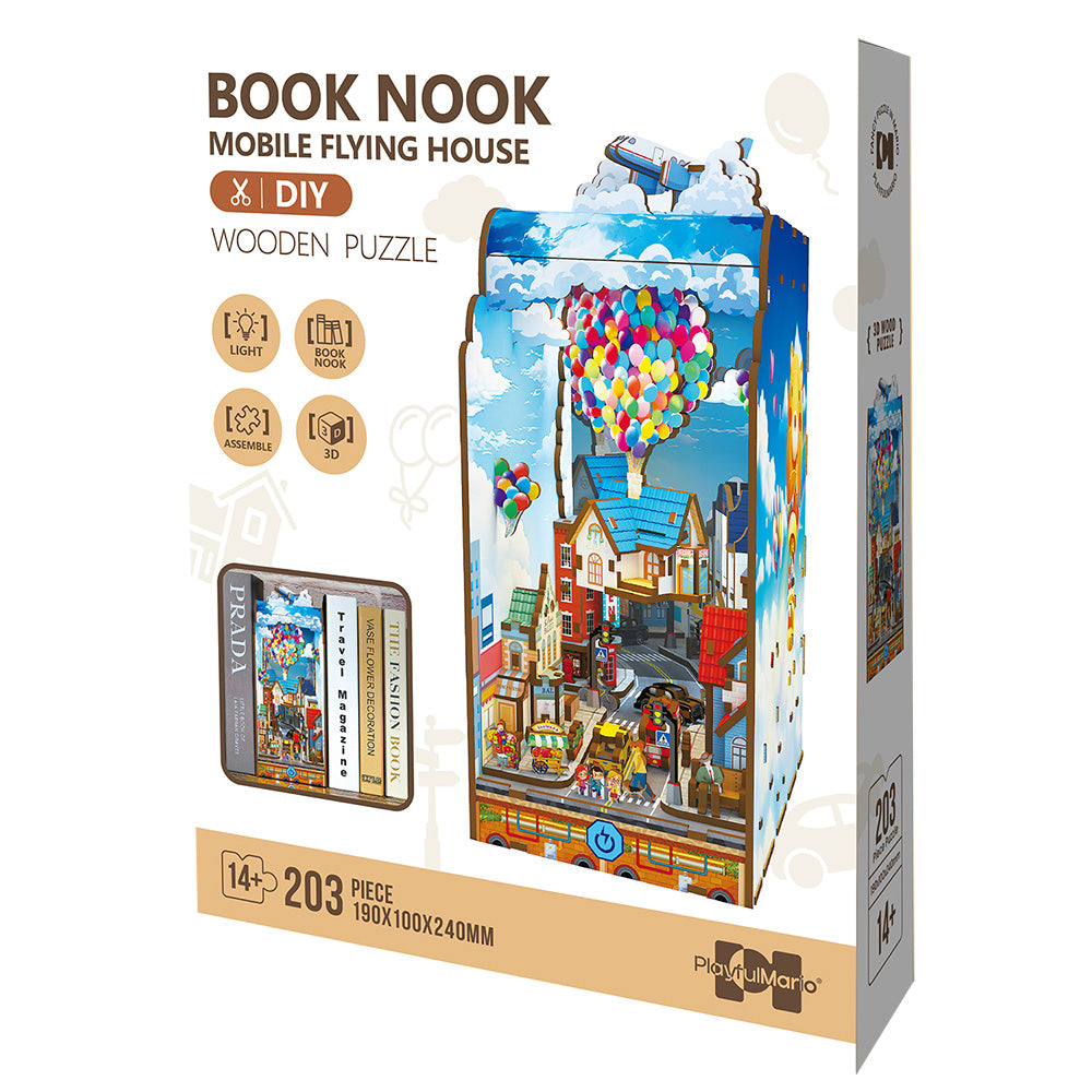 Książkowy Zakątek - Book Nook ze światełkiem Latający Domek