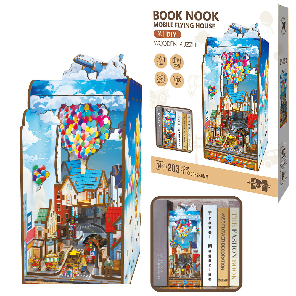 Książkowy Zakątek - Book Nook ze światełkiem Latający Domek