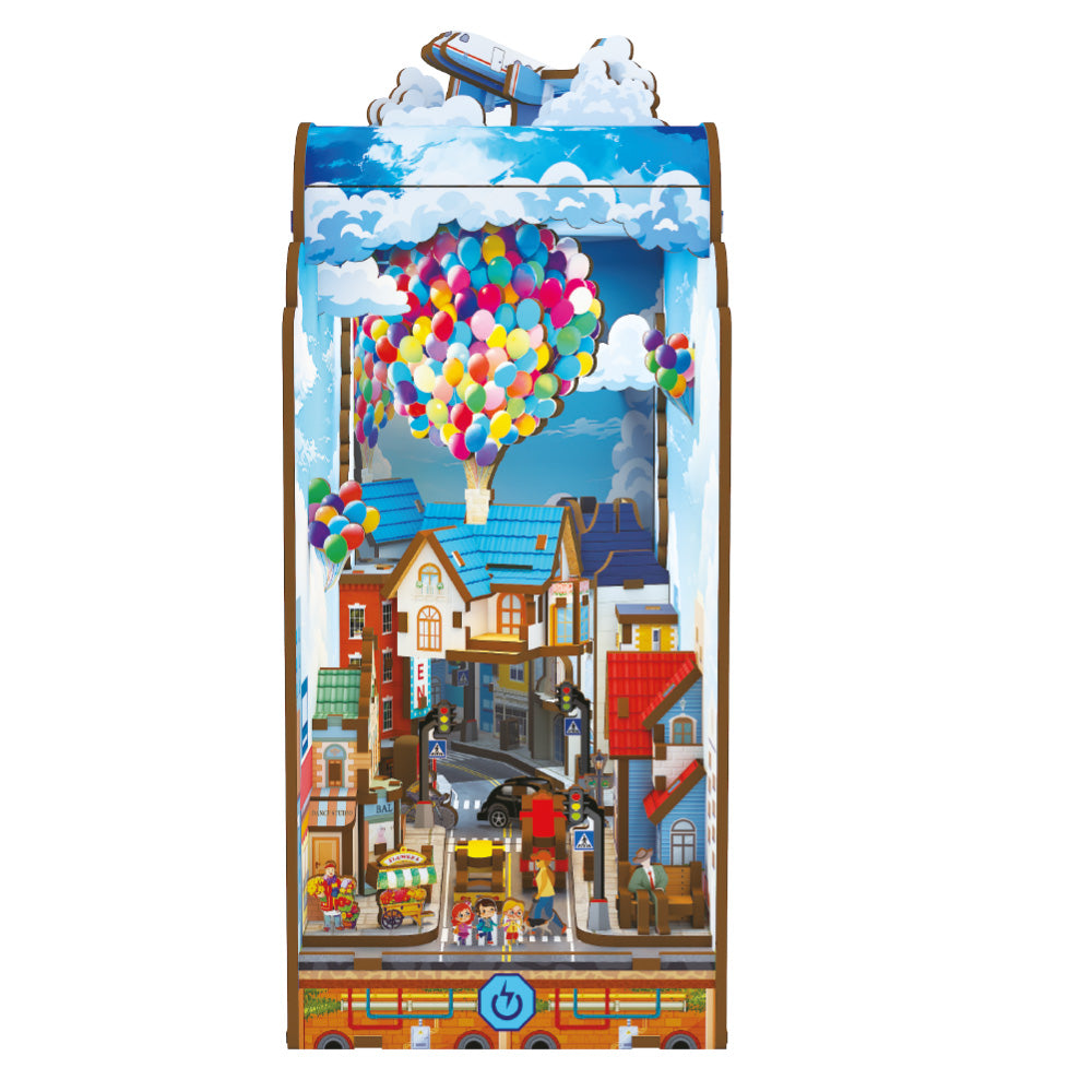 Książkowy Zakątek - Book Nook ze światełkiem Latający Domek