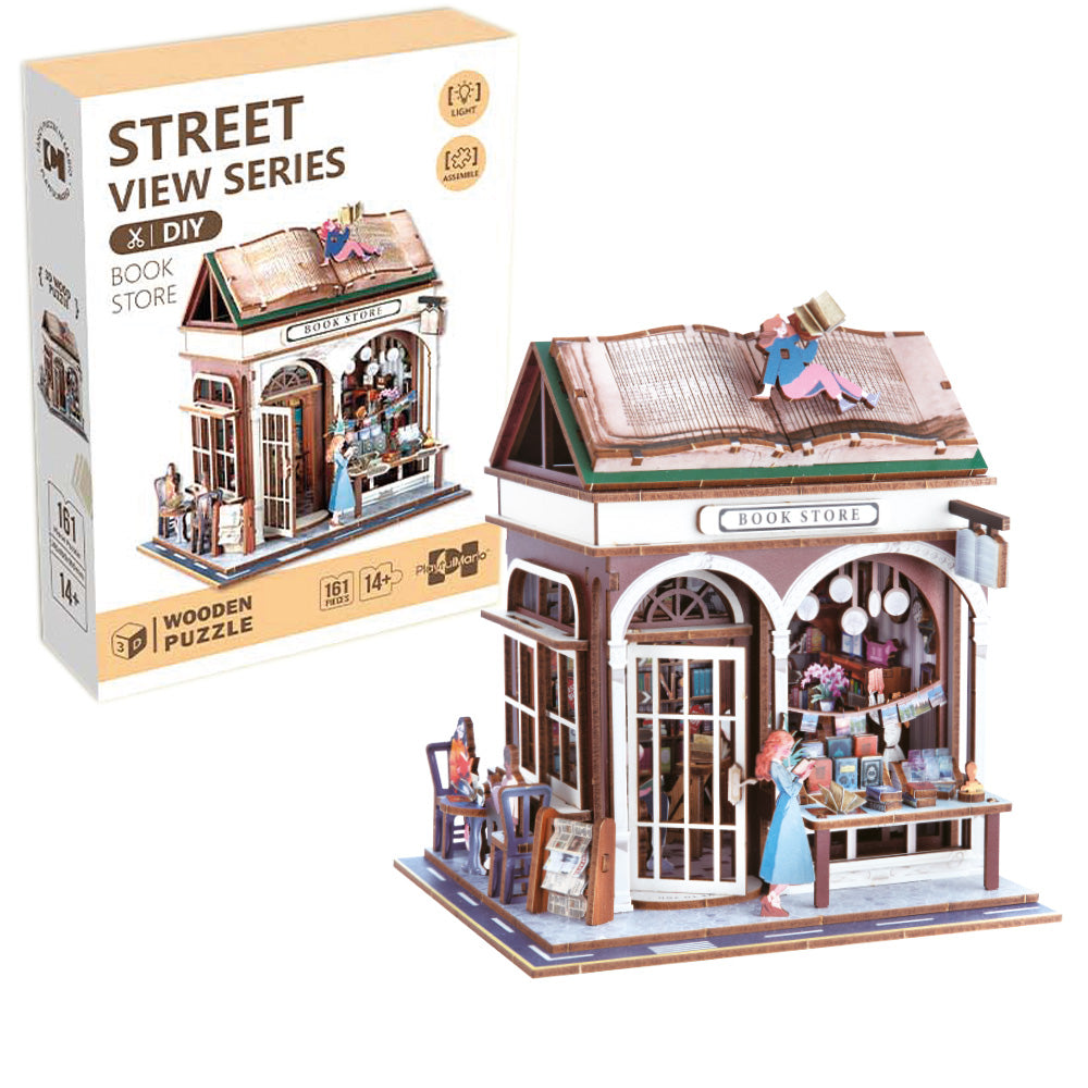 Uliczny Zakątek 3D z oświetleniem Księgarnia – 148 elementów