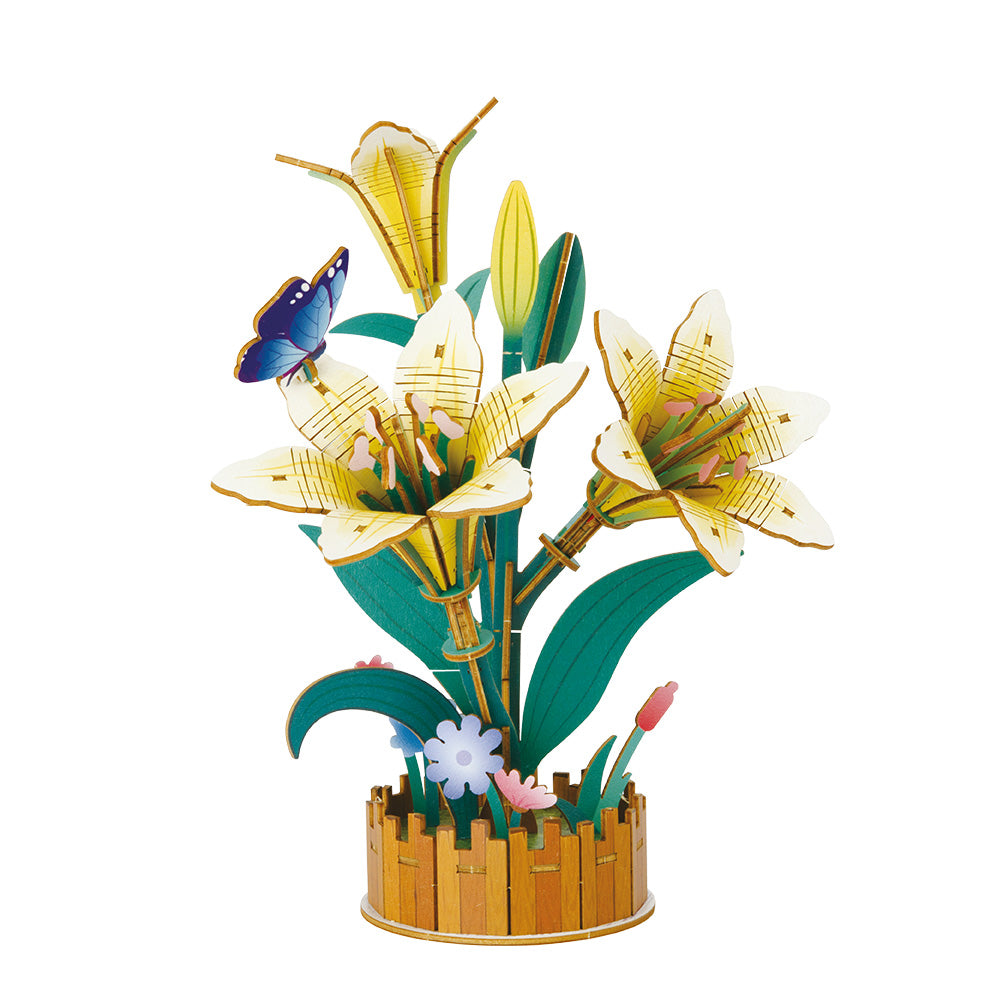 Drewniane puzzle 3D – Lilie w doniczce
