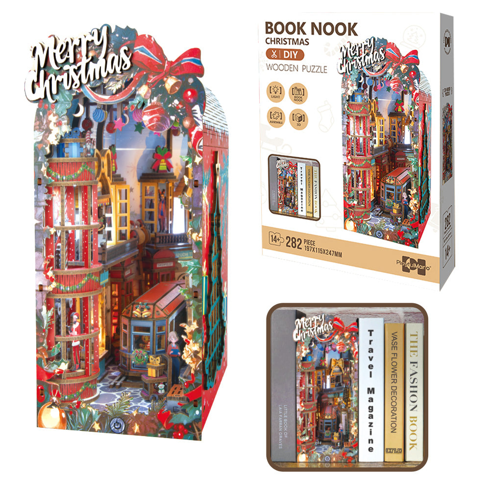 Książkowy Zakątek - Book Nook ze światełkiem – Świąteczna uliczka