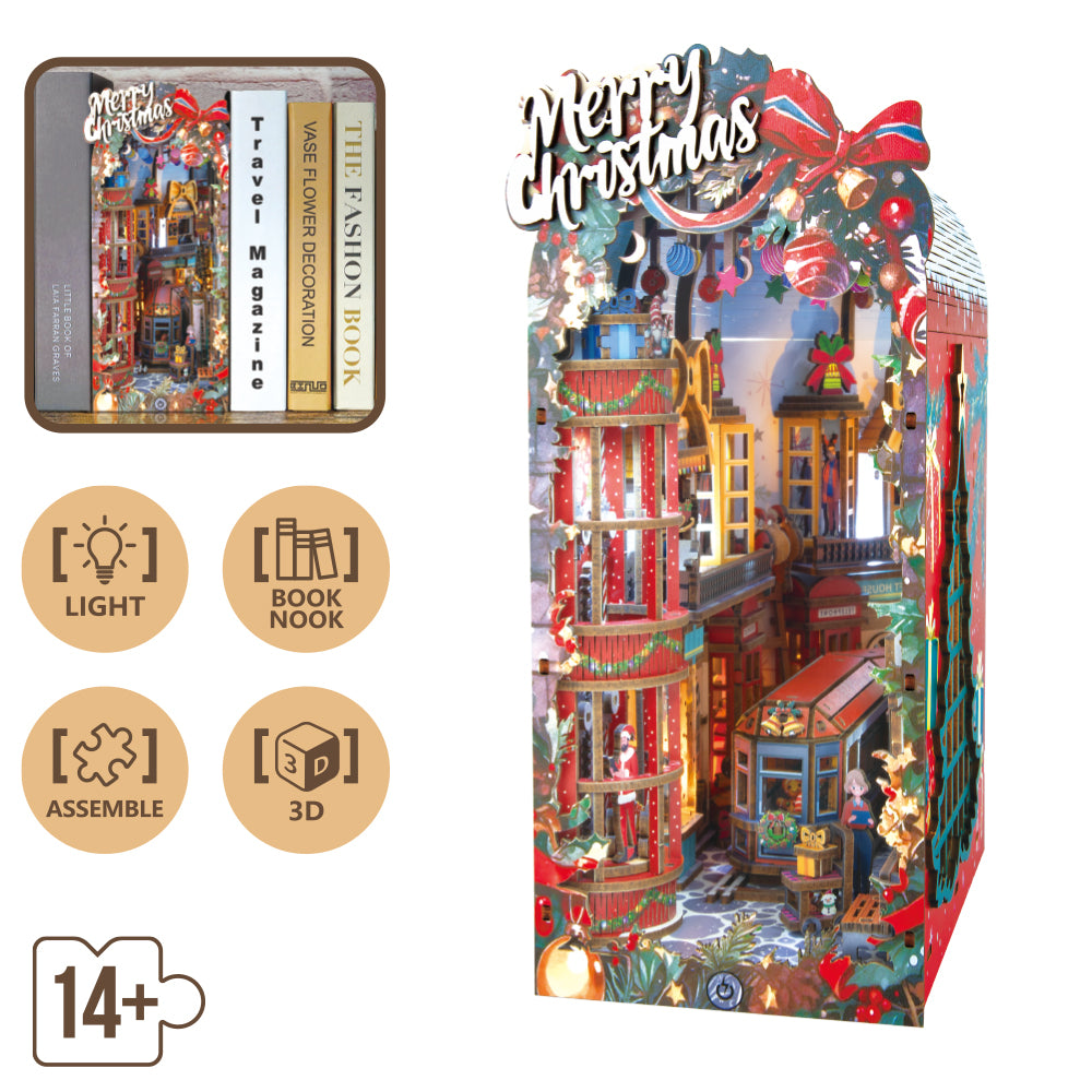 Książkowy Zakątek - Book Nook ze światełkiem – Świąteczna uliczka