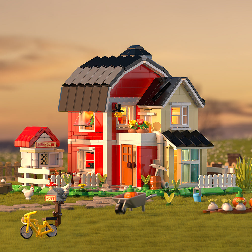 Zestaw klocków Wiejski domek z oświetleniem – 1268 elementów