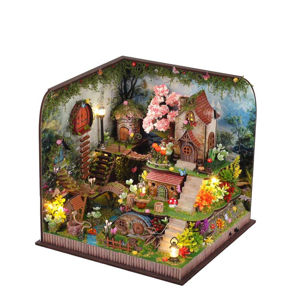 Drewniany miniaturowy domek leśnej wróżki – 146 elementów