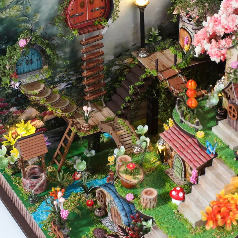 Drewniany miniaturowy domek leśnej wróżki – 146 elementów