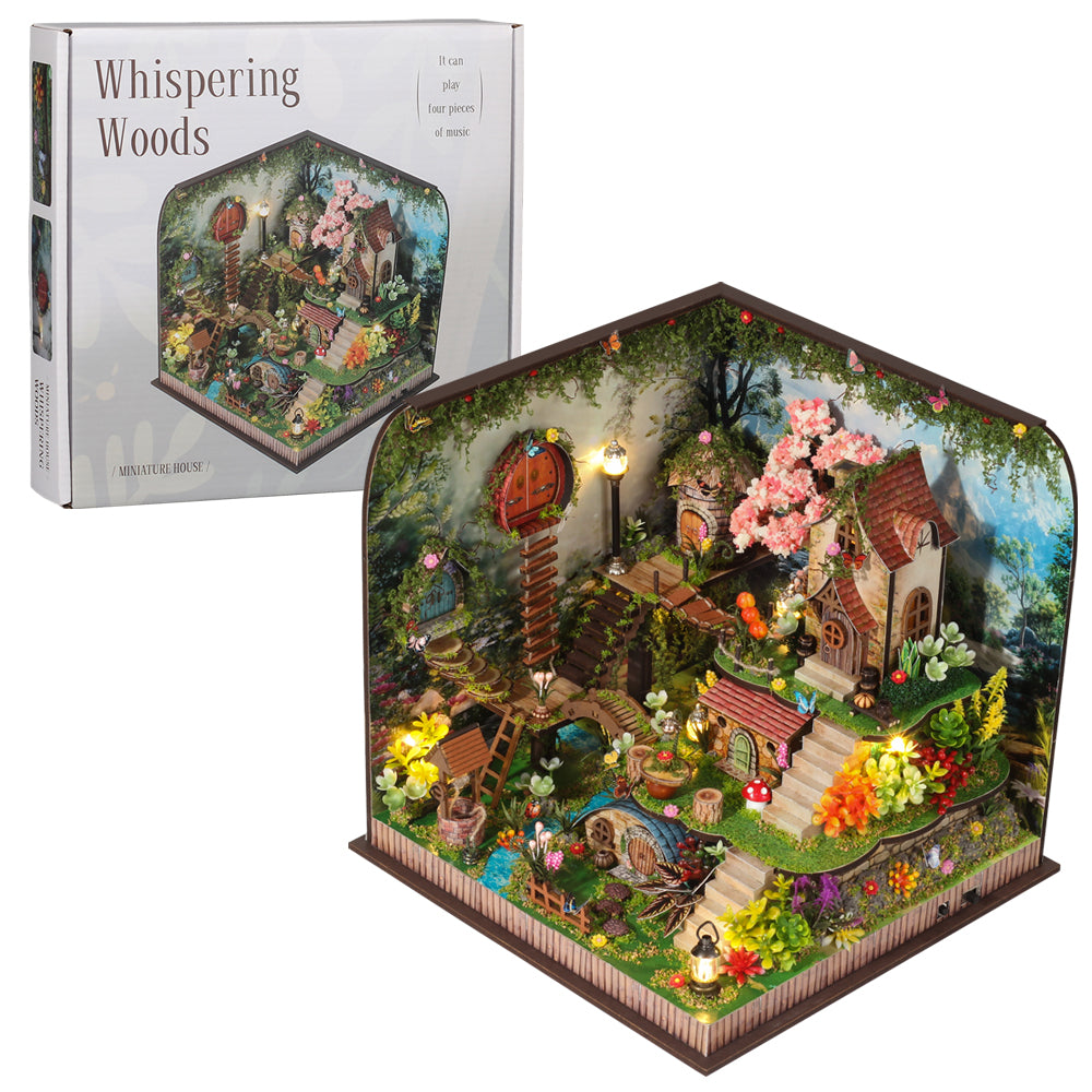 Drewniany miniaturowy domek leśnej wróżki – 146 elementów