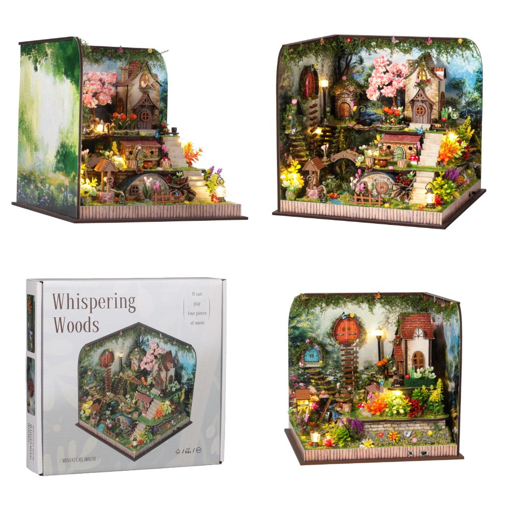 Drewniany miniaturowy domek leśnej wróżki – 146 elementów