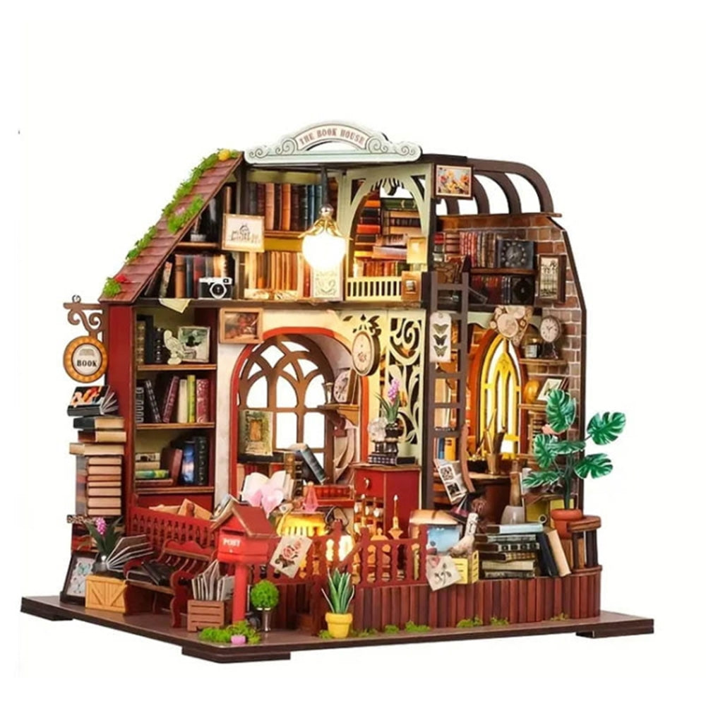 Drewniana miniaturowa biblioteka – 139 elementów